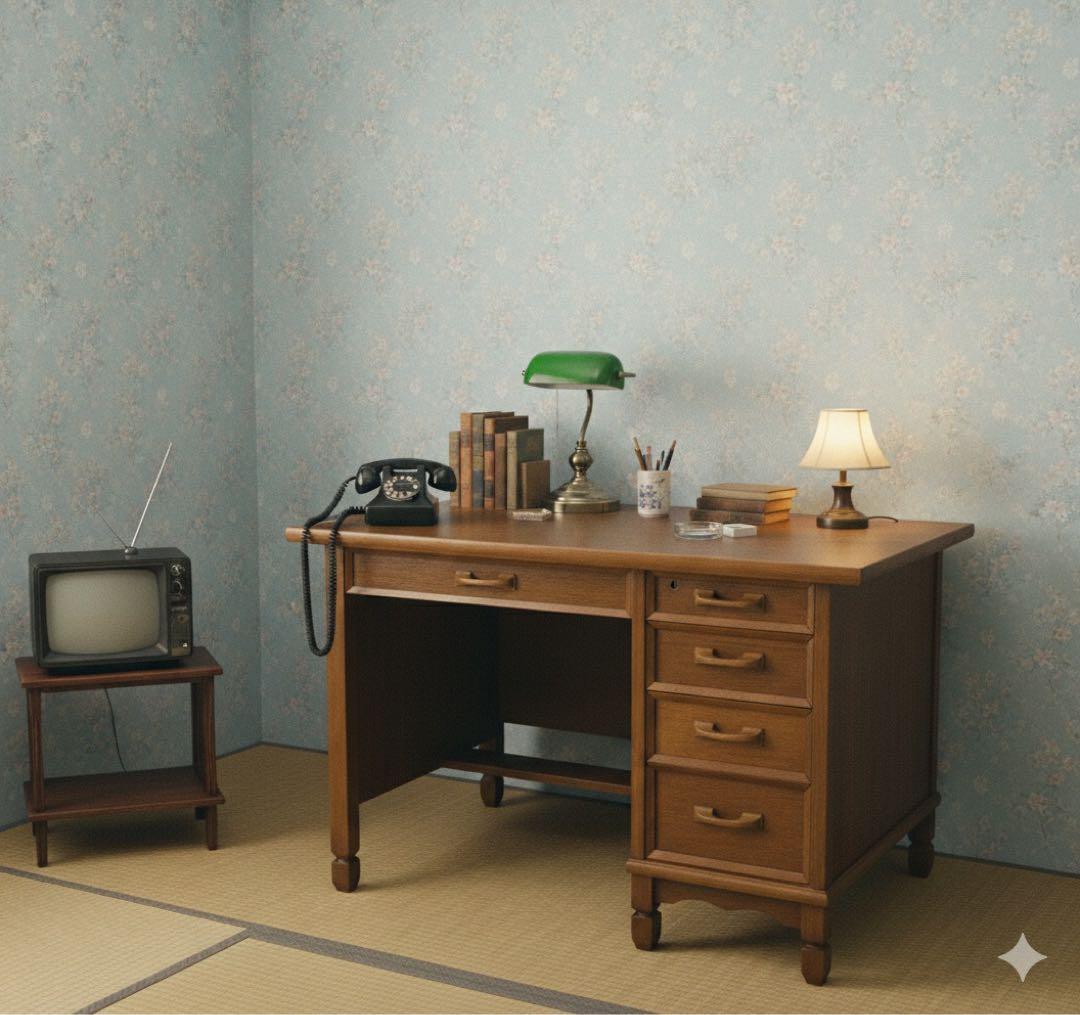 ヴィンテージ　デスク　勉強机　PCデスク　昭和レトロ　　木製　古民家