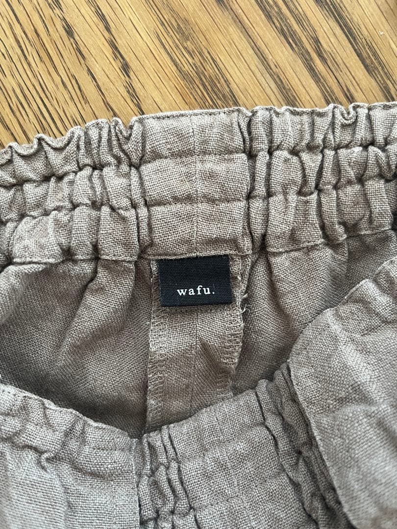 wafu リネン　ロングパンツ　ウエストゴム　ベージュ