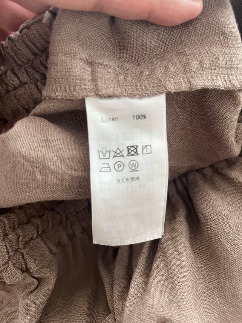 wafu リネン　ロングパンツ　ウエストゴム　ベージュ