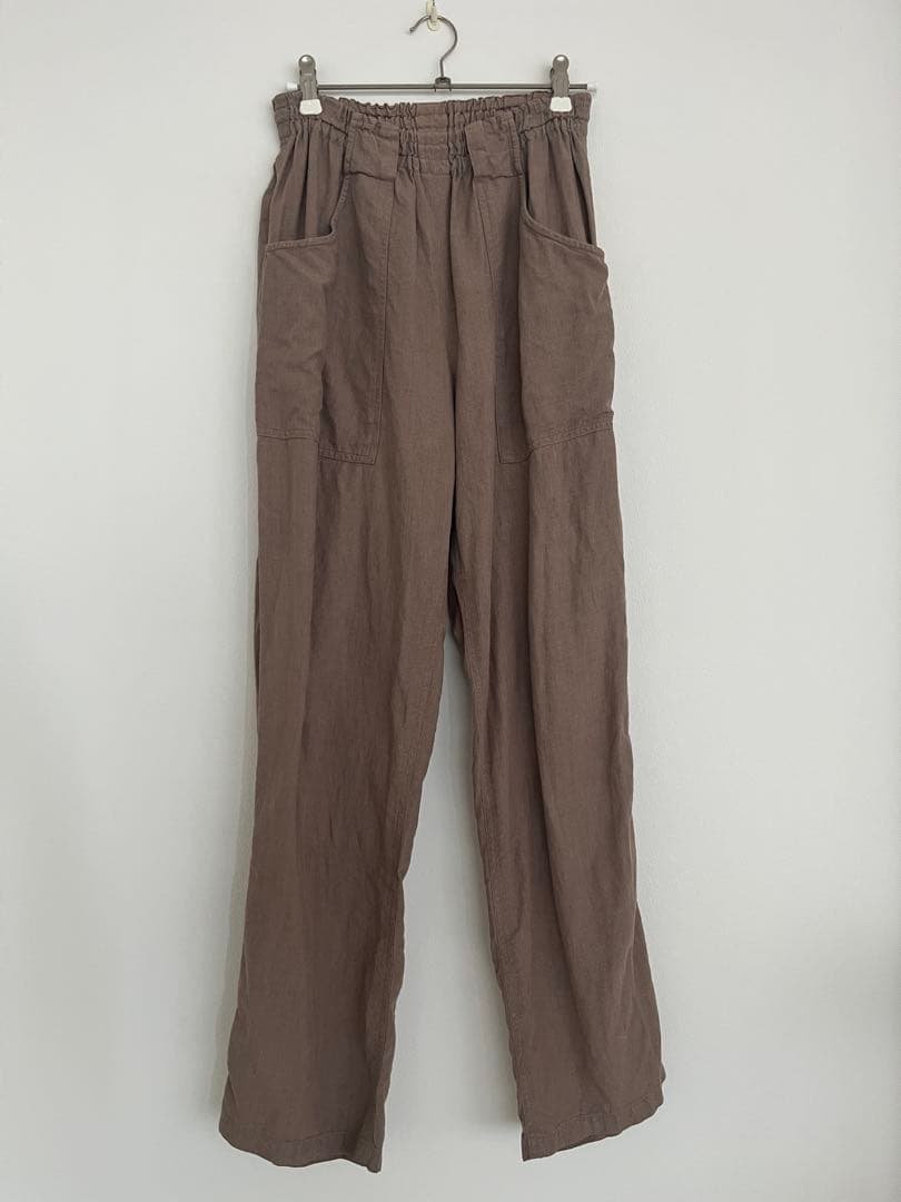 wafu リネン　ロングパンツ　ウエストゴム　ベージュ