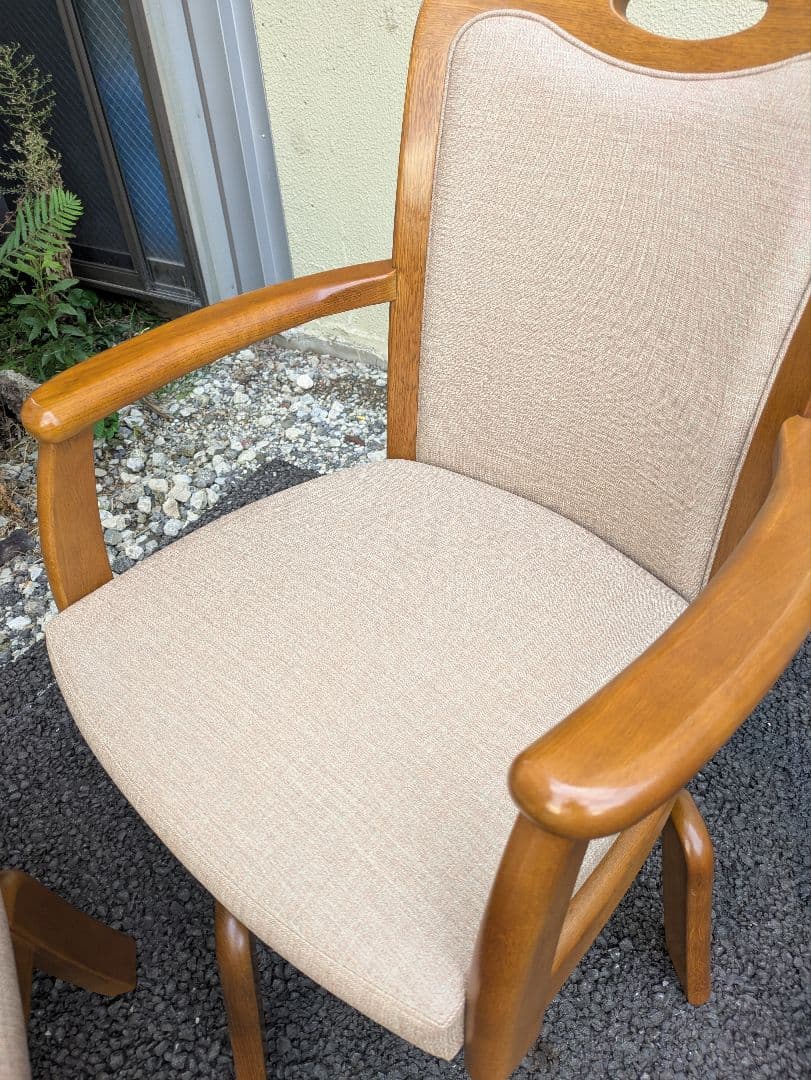 浜本工芸　オーク　 回転椅子　ダイニングチェア　アームチェア　2脚セット