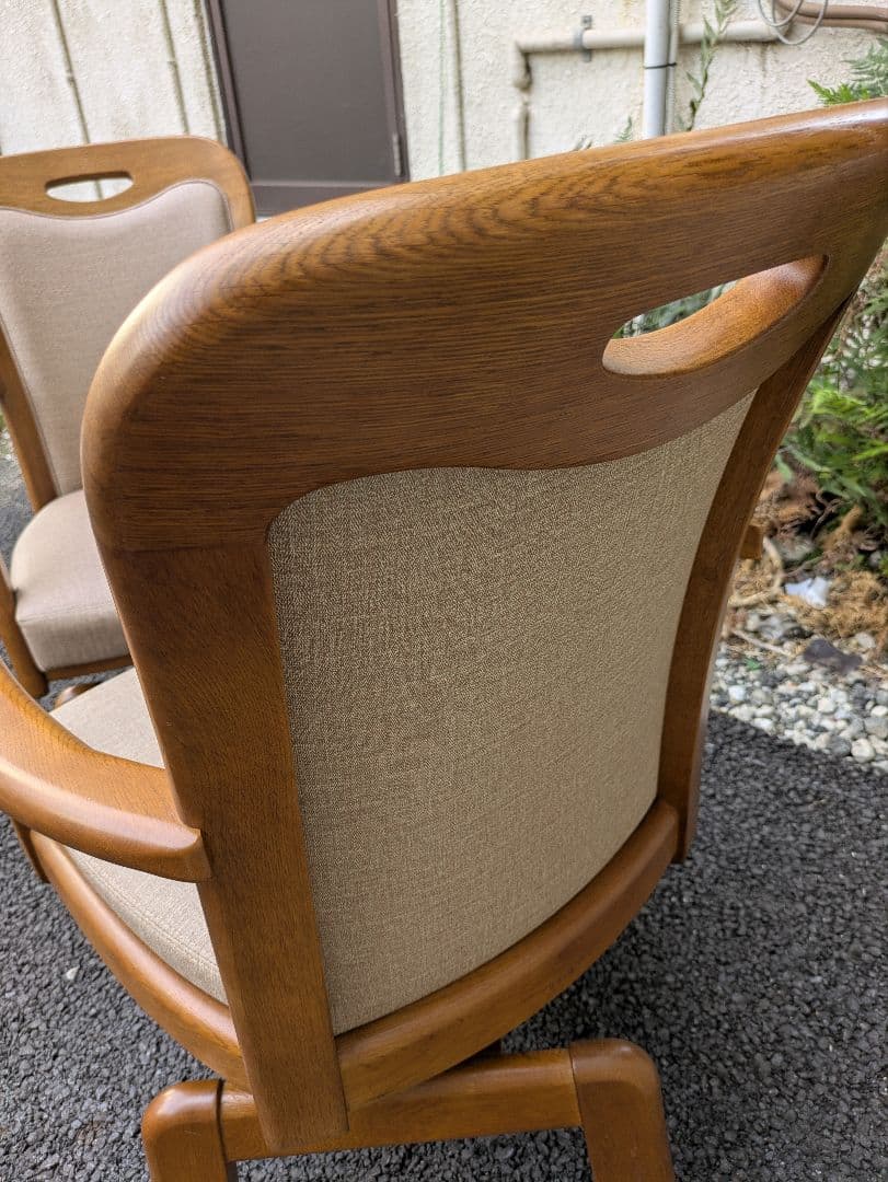 浜本工芸　オーク　 回転椅子　ダイニングチェア　アームチェア　2脚セット