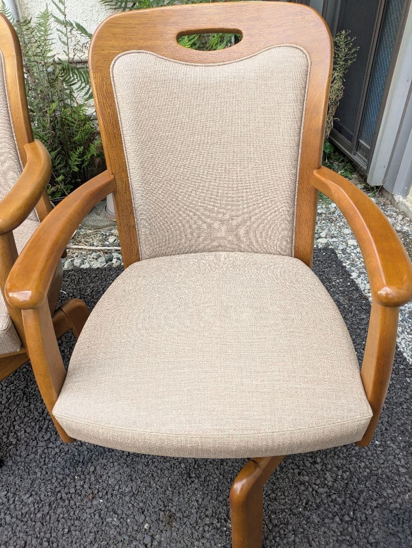 浜本工芸　オーク　 回転椅子　ダイニングチェア　アームチェア　2脚セット