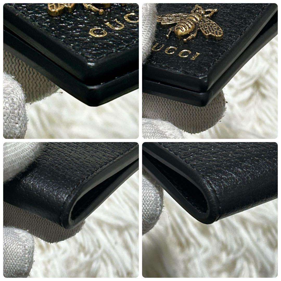 未使用 付属品付✨グッチ アニマリエ レザー マネークリップ ビー 蜂 ブラック