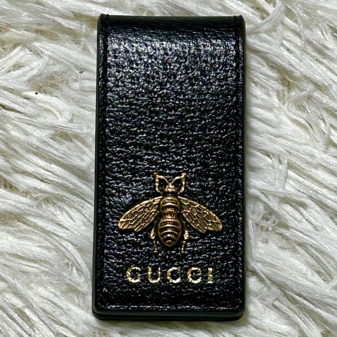 未使用 付属品付✨グッチ アニマリエ レザー マネークリップ ビー 蜂 ブラック