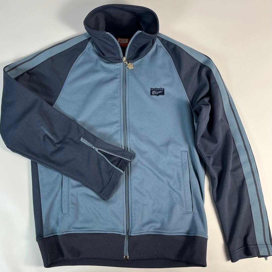 Onitsuka Tiger トラックジャケット　ジャージ　刺繍ロゴ　ネイビー