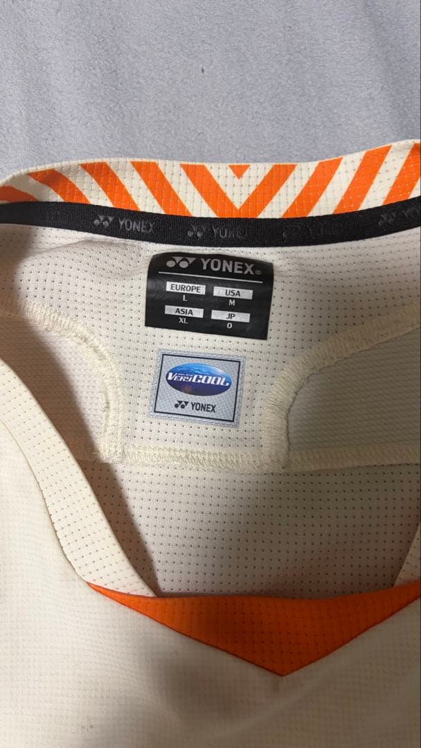 YONEX バドミントンウェア Oサイズ ホワイト/オレンジ