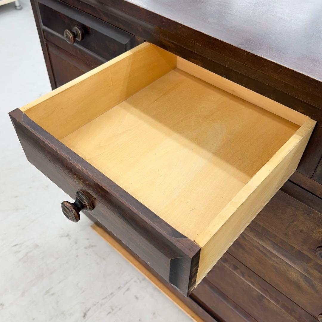 高級♪ 北海道民芸家具 119cm幅5段ローチェスト タンス