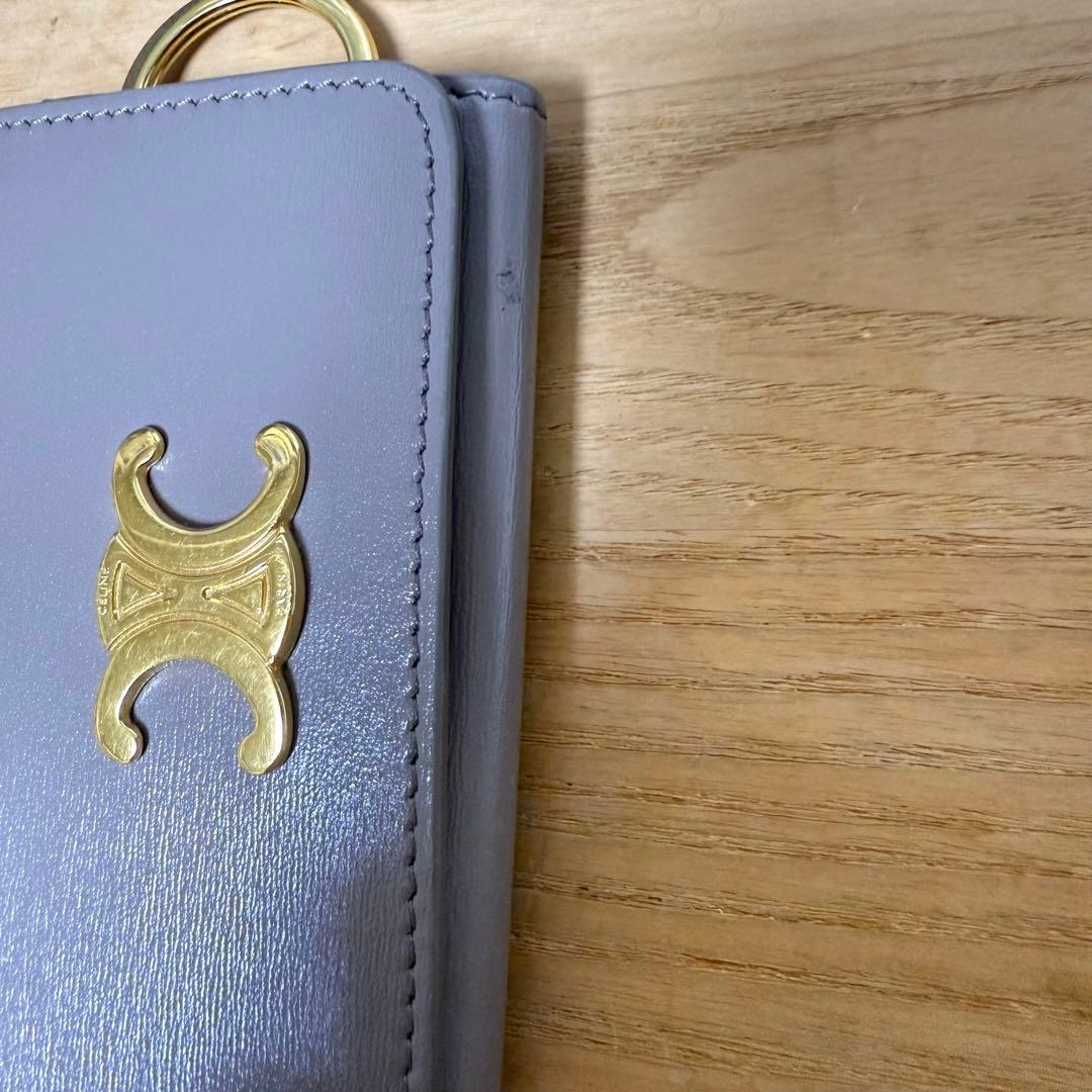CELINE グレー レザー キーケース
