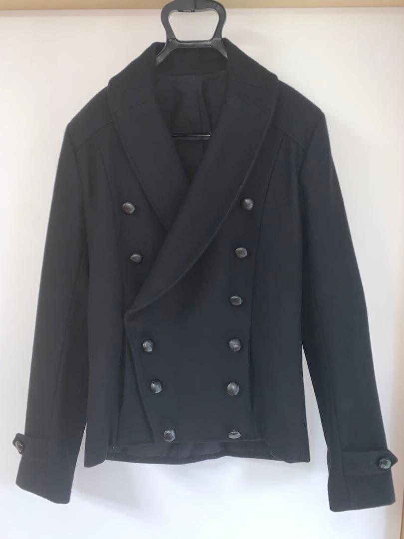 GUILLAUME LEMIEL ブラック ショールカラーピーコート