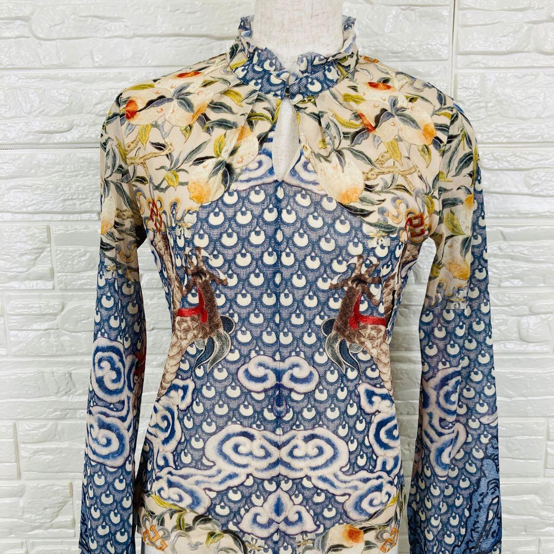 VIVIENNE TAM ドラゴン柄 シースルートップス 38 2330