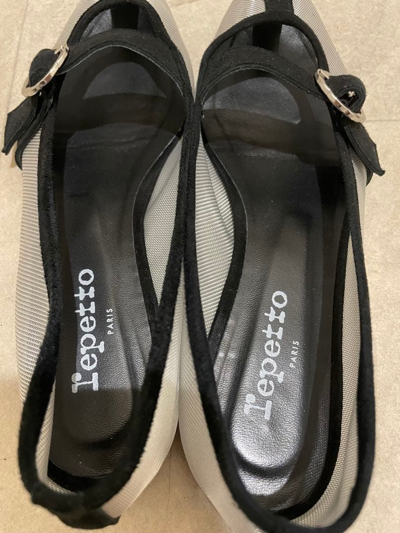 Repetto バンド付きフラットシューズ ブラック/シルバー　美品