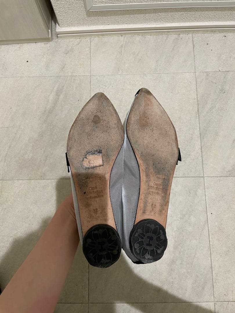 Repetto バンド付きフラットシューズ ブラック/シルバー　美品