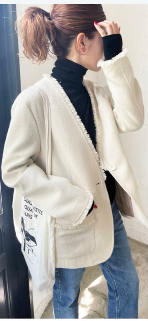 【新品•未使用】Spick & Span プレーンウィーブVカラージャケット