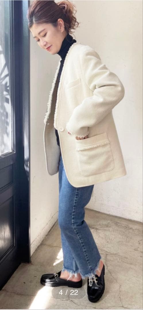 【新品•未使用】Spick & Span プレーンウィーブVカラージャケット