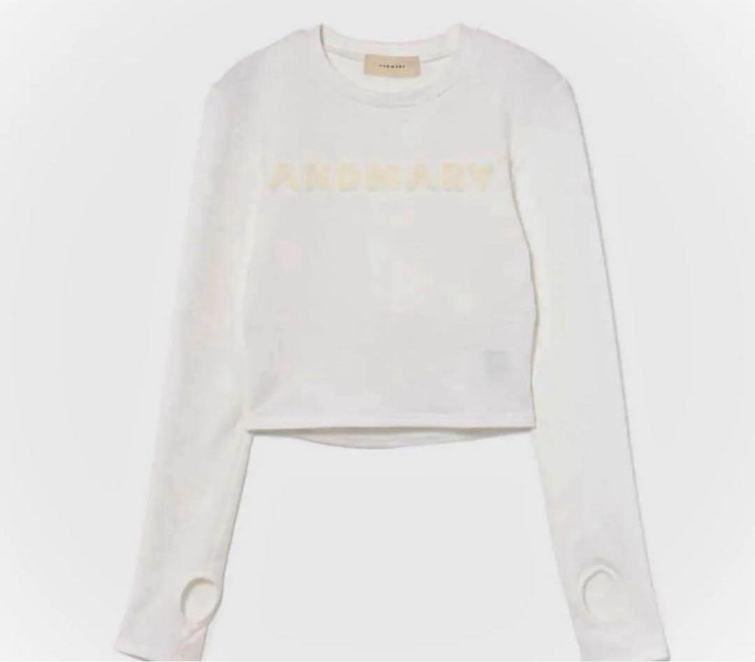 新品タグ付 Andmary Mary logo tops white