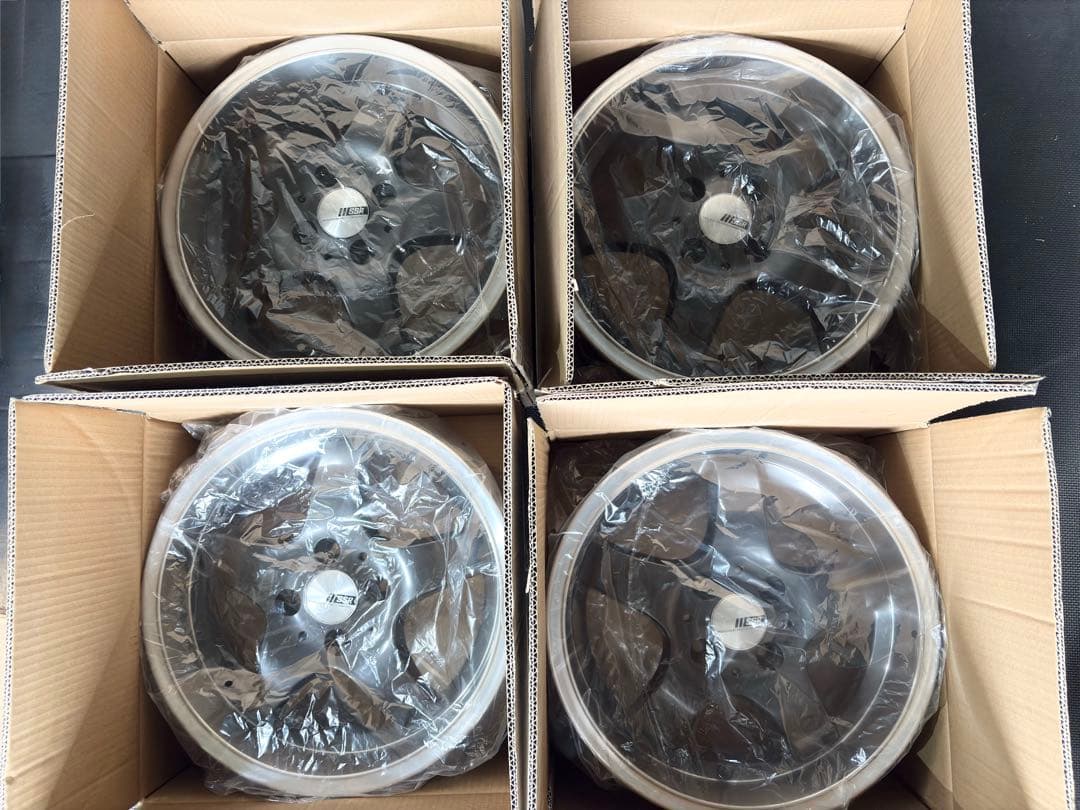 15インチ 深リム カップホイール ガンメタ×ポリッシュ 希少レアサイズ！