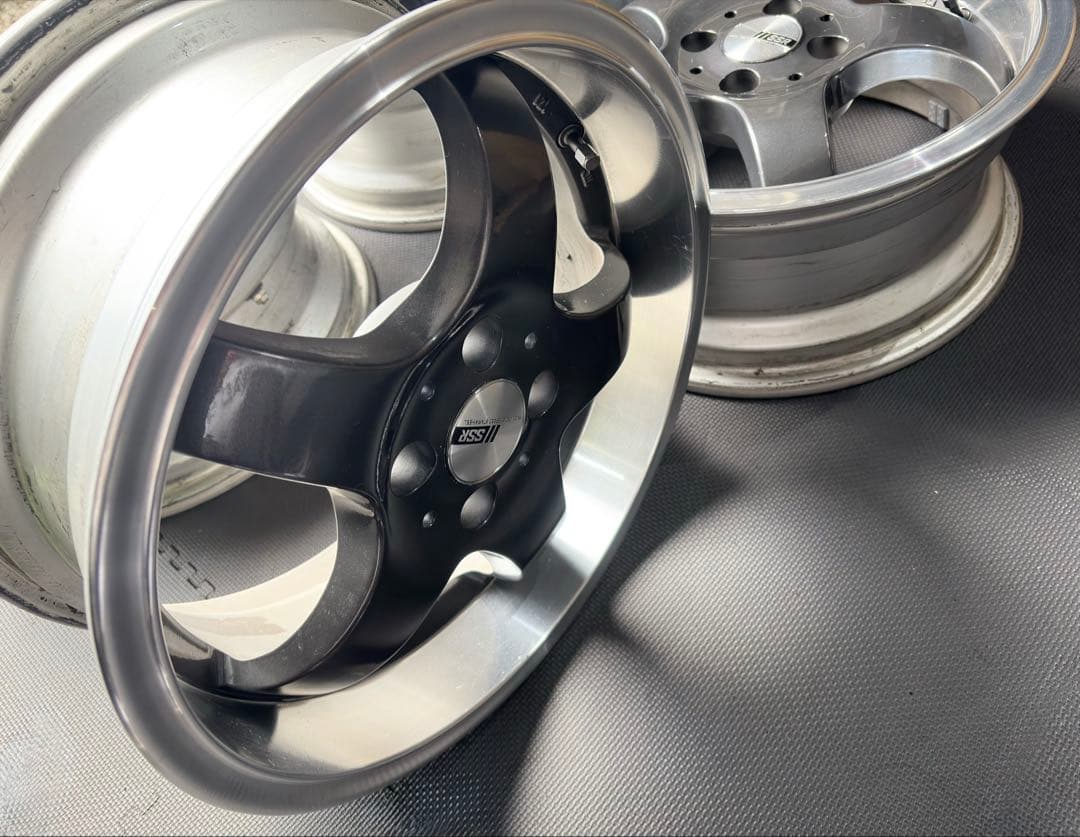 15インチ 深リム カップホイール ガンメタ×ポリッシュ 希少レアサイズ！