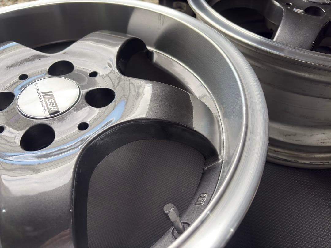 15インチ 深リム カップホイール ガンメタ×ポリッシュ 希少レアサイズ！