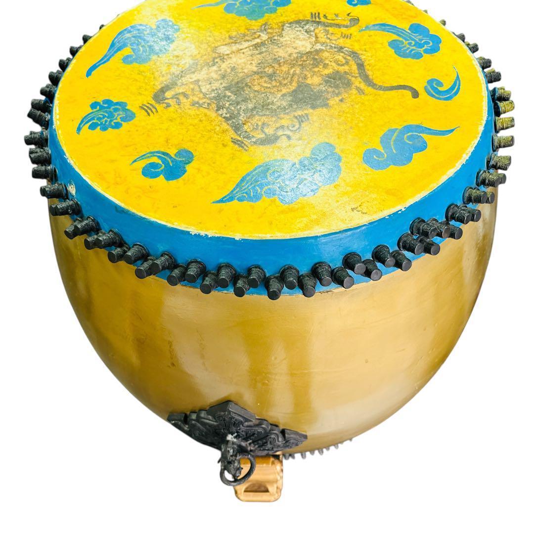 長胴太鼓 装飾付き 和太鼓 龍彫刻台座セット 大型 祭り 神輿用 神楽 打楽器