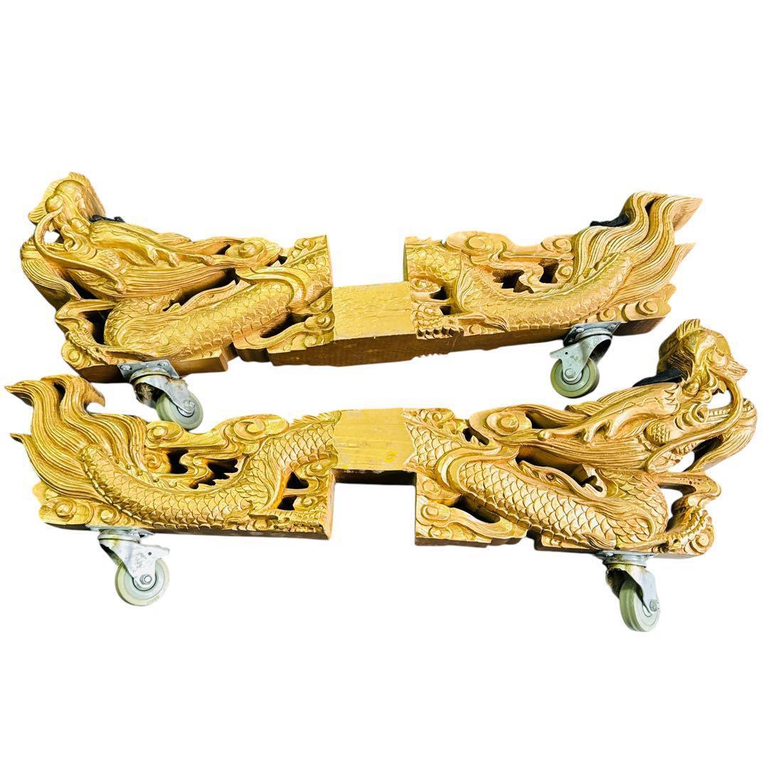 長胴太鼓 装飾付き 和太鼓 龍彫刻台座セット 大型 祭り 神輿用 神楽 打楽器