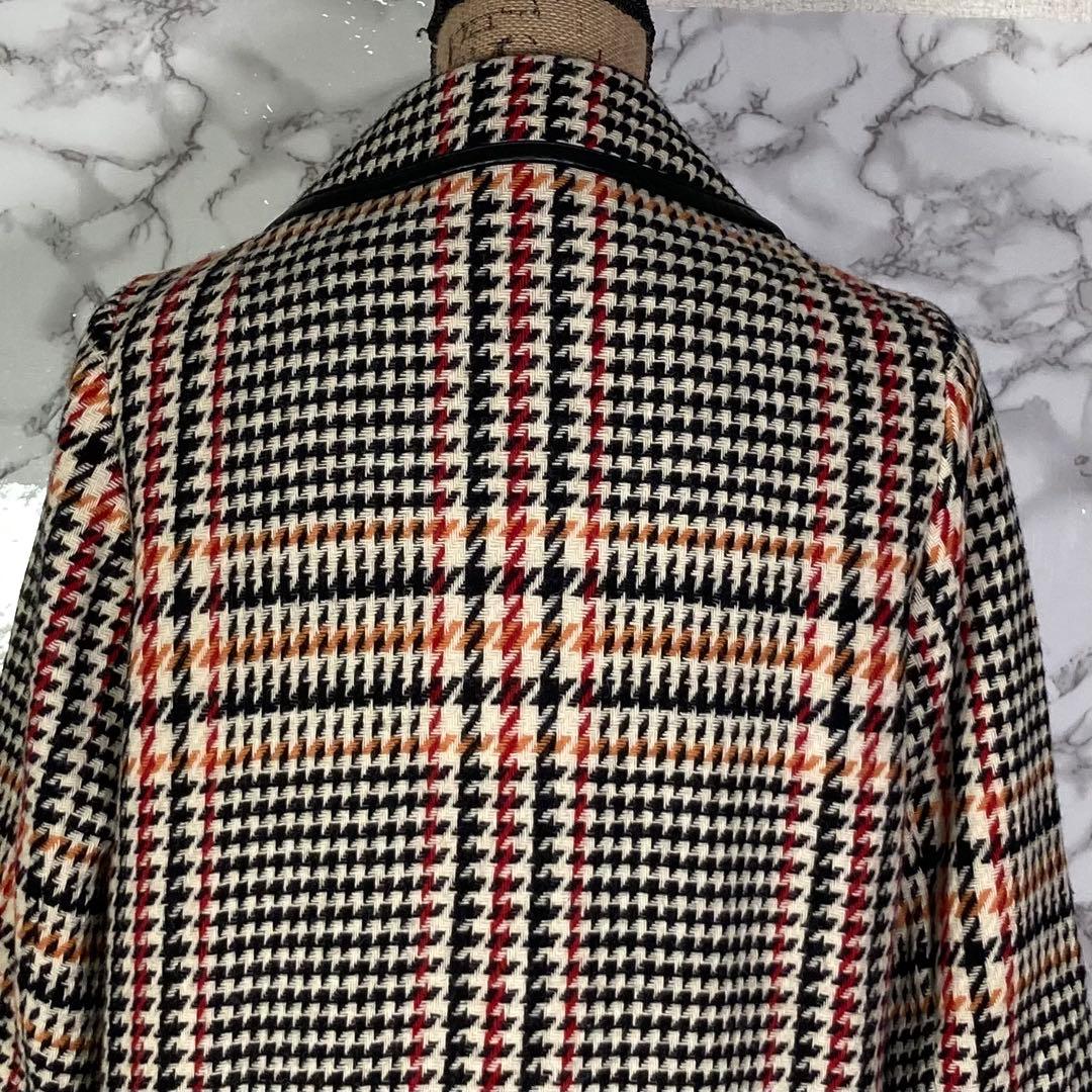 FREAK’S STORE　（F）　チェック柄大柄ロングコート　黒赤橙