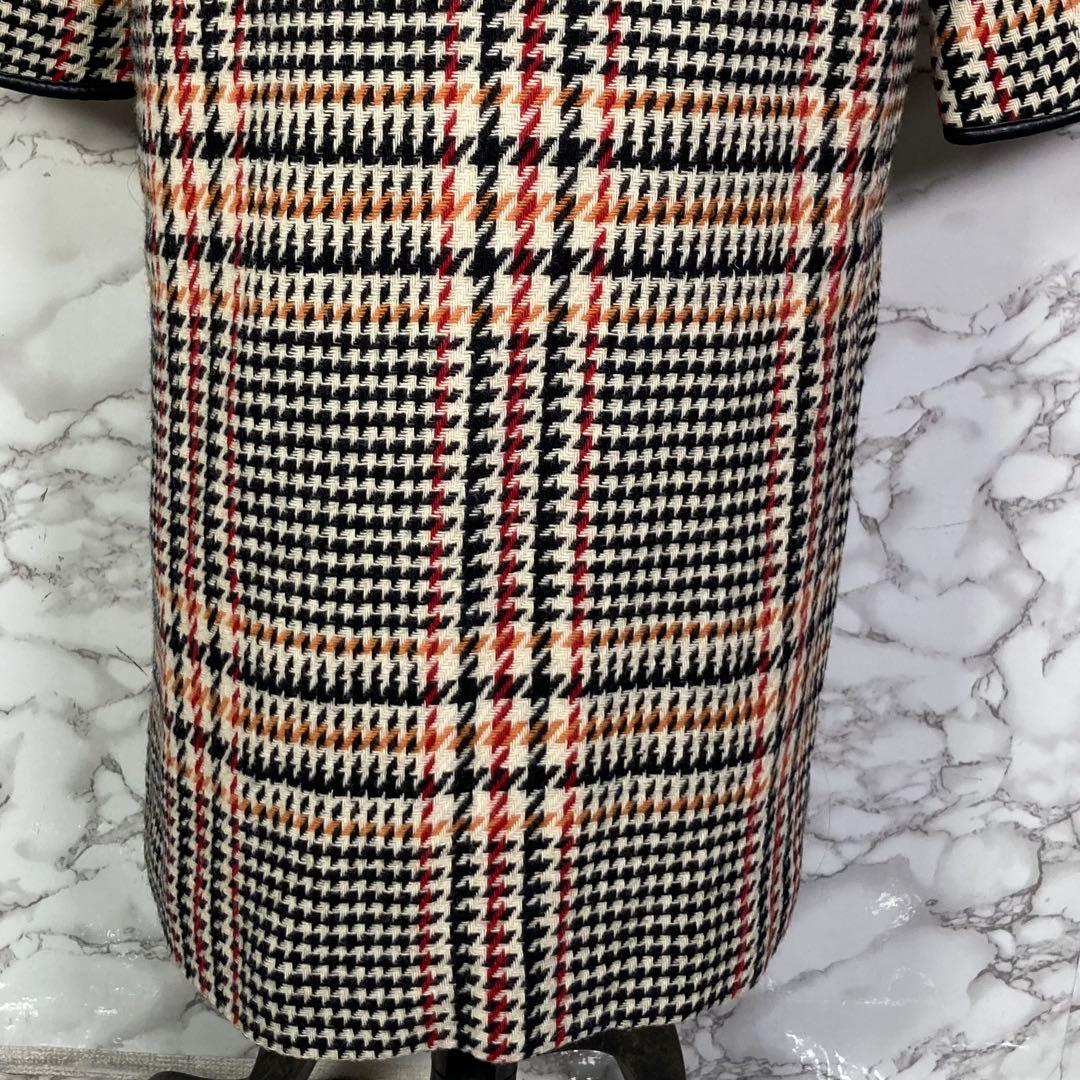 FREAK’S STORE　（F）　チェック柄大柄ロングコート　黒赤橙