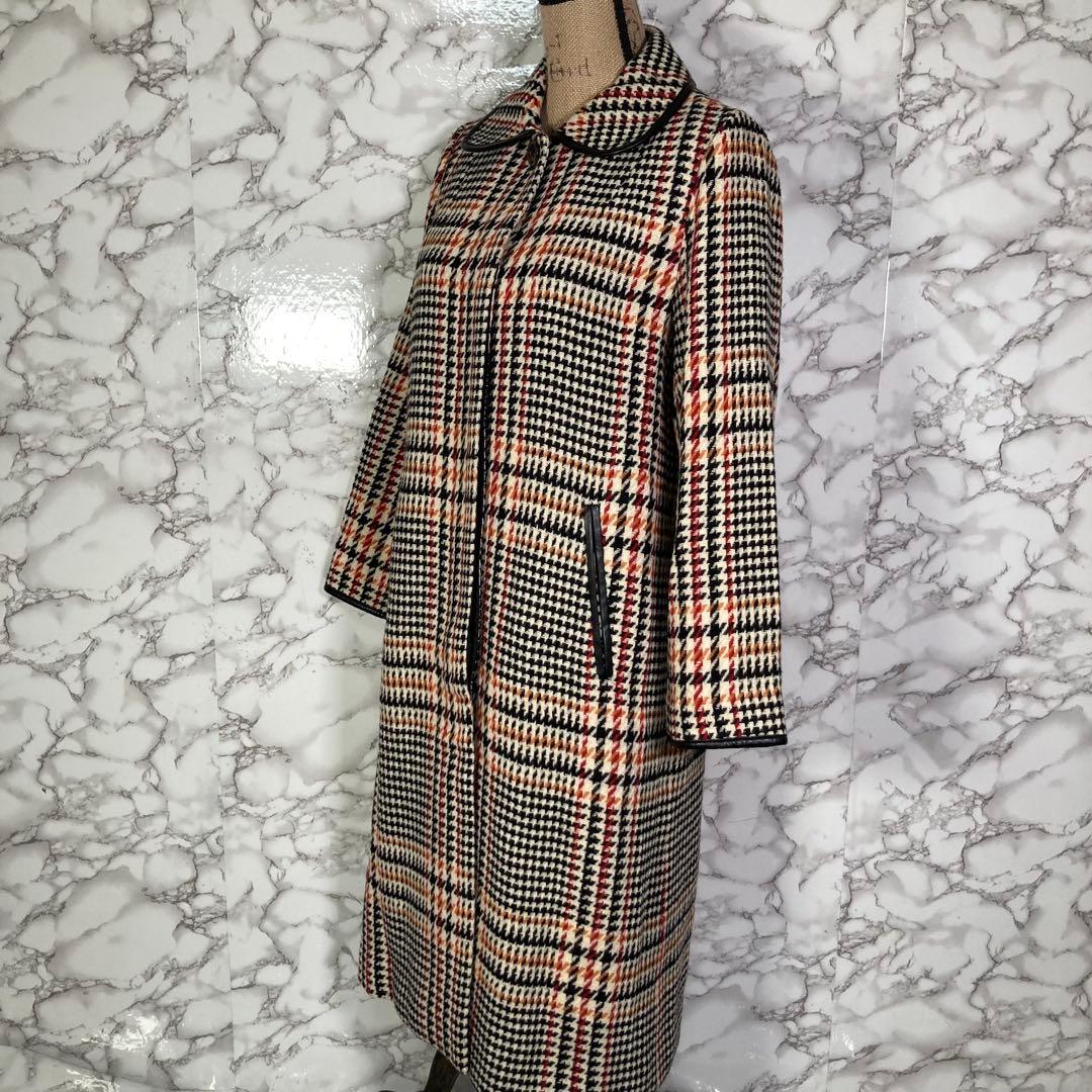 FREAK’S STORE　（F）　チェック柄大柄ロングコート　黒赤橙