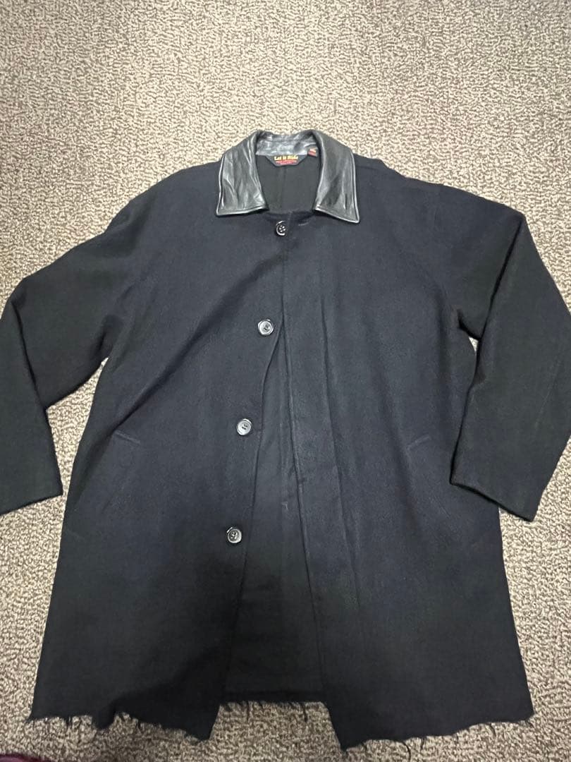 Let it Ride 襟レザーウールコート　切りっぱなし　比翼　タチキリ