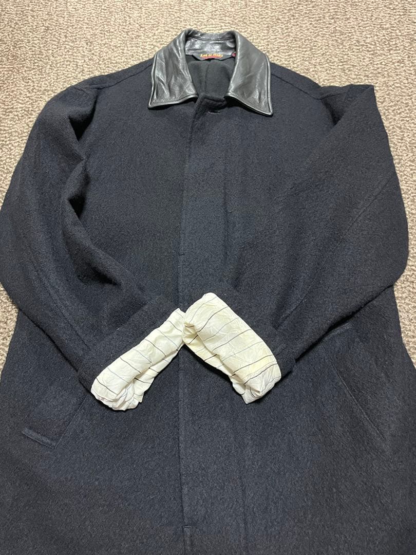 Let it Ride 襟レザーウールコート　切りっぱなし　比翼　タチキリ