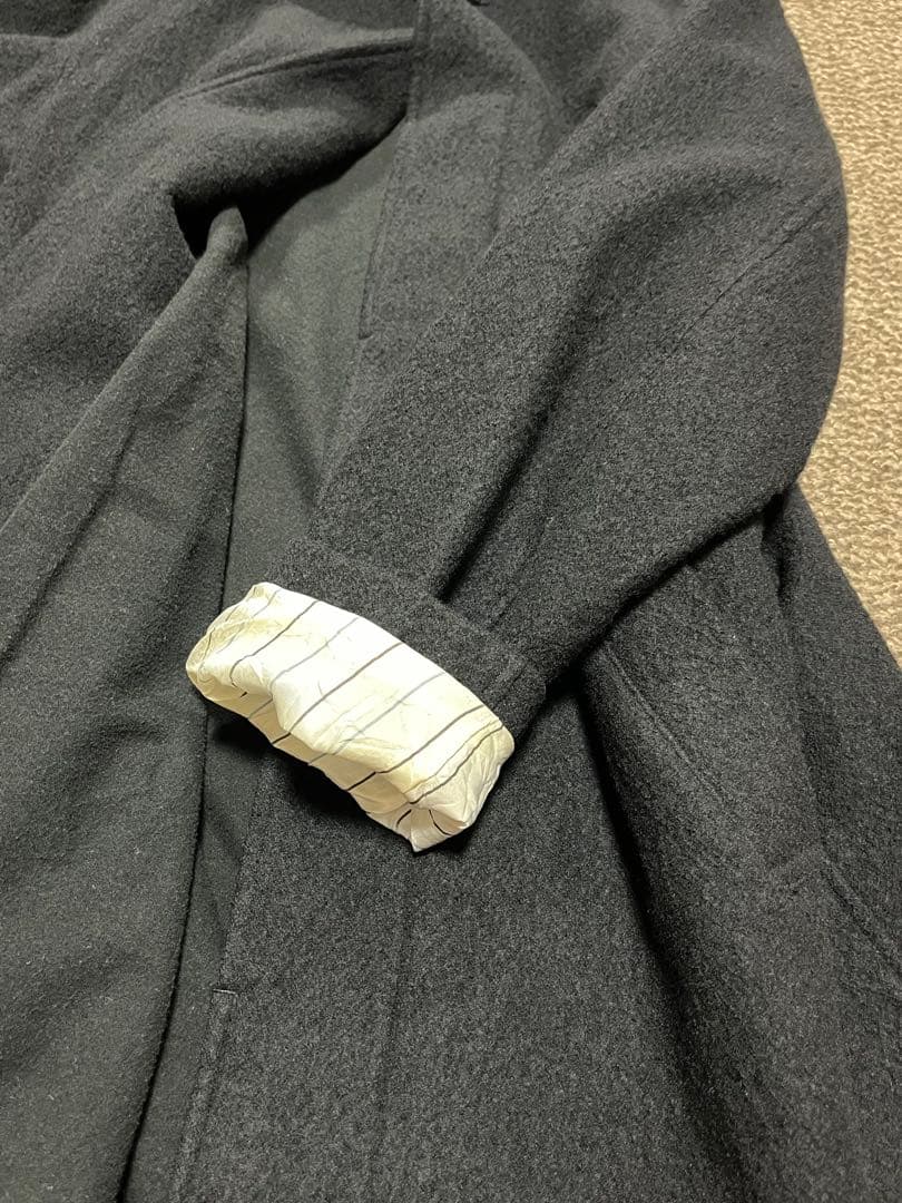 Let it Ride 襟レザーウールコート　切りっぱなし　比翼　タチキリ