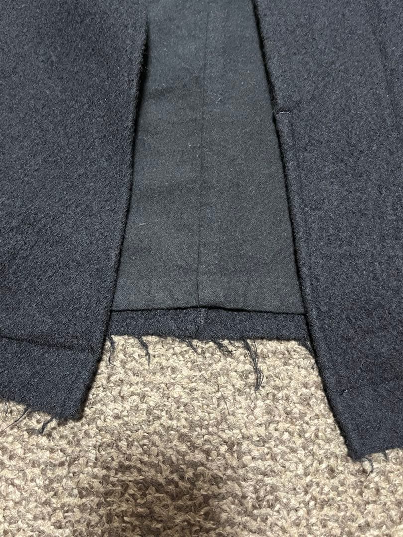 Let it Ride 襟レザーウールコート　切りっぱなし　比翼　タチキリ