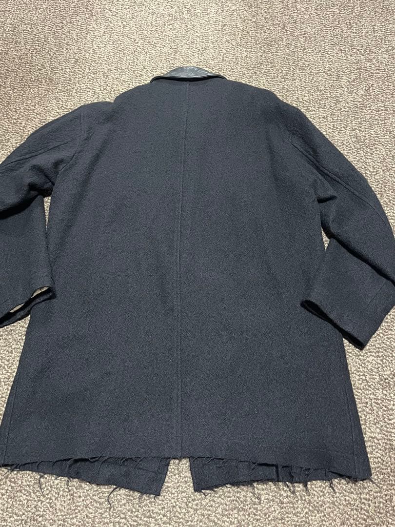 Let it Ride 襟レザーウールコート　切りっぱなし　比翼　タチキリ