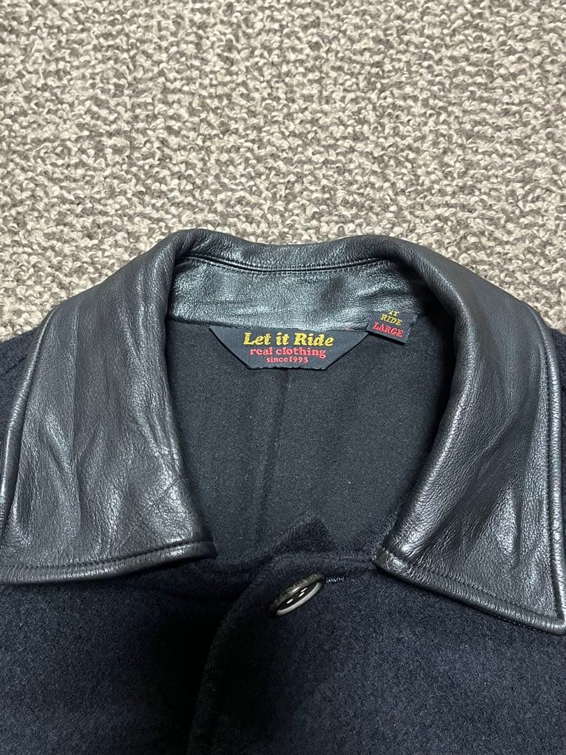 Let it Ride 襟レザーウールコート　切りっぱなし　比翼　タチキリ