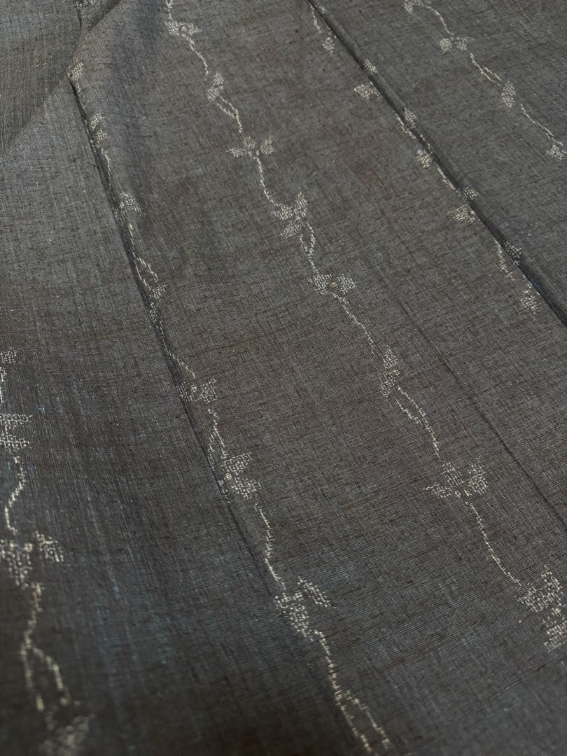 【極上美品】重要無形文化財 本場結城紬「結」地機 藍結城「本愛染 極上100亀甲