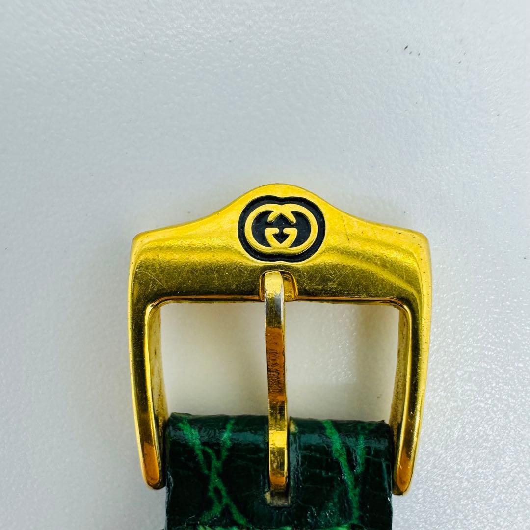 ✨GUCCI✨GG✨2600L✨レザーベルト✨緑/白文字盤✨クオーツ✨腕時計✨