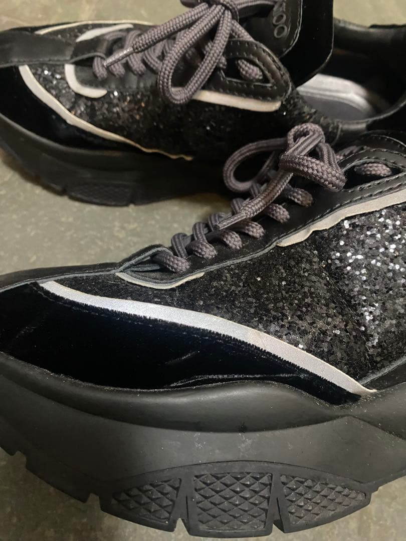 いちご⭐️さま専用 JIMMY CHOO ブラックラメスニーカー 22.5