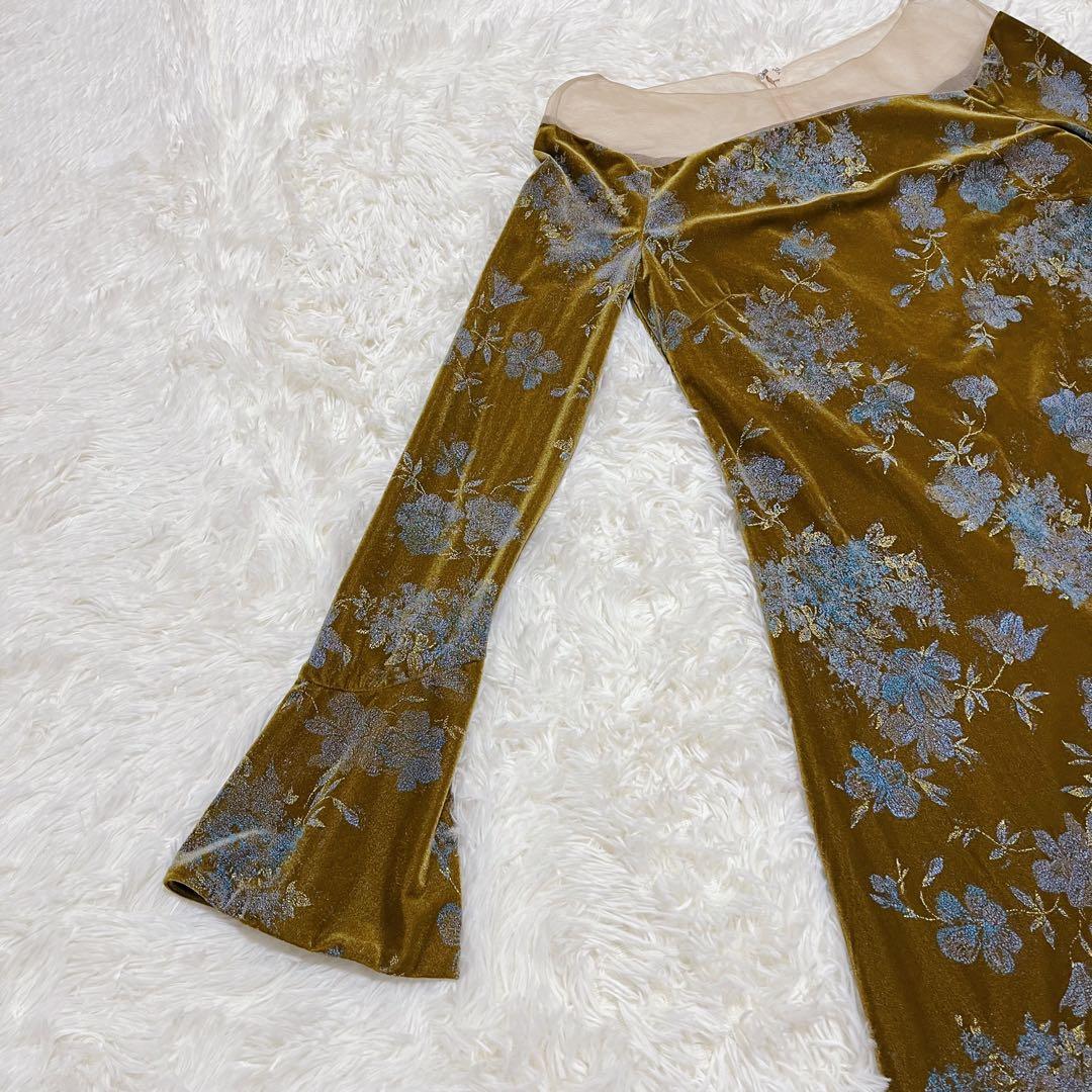 ワンピース ameri vintage FLOWER PRINT VELOUR DRESS