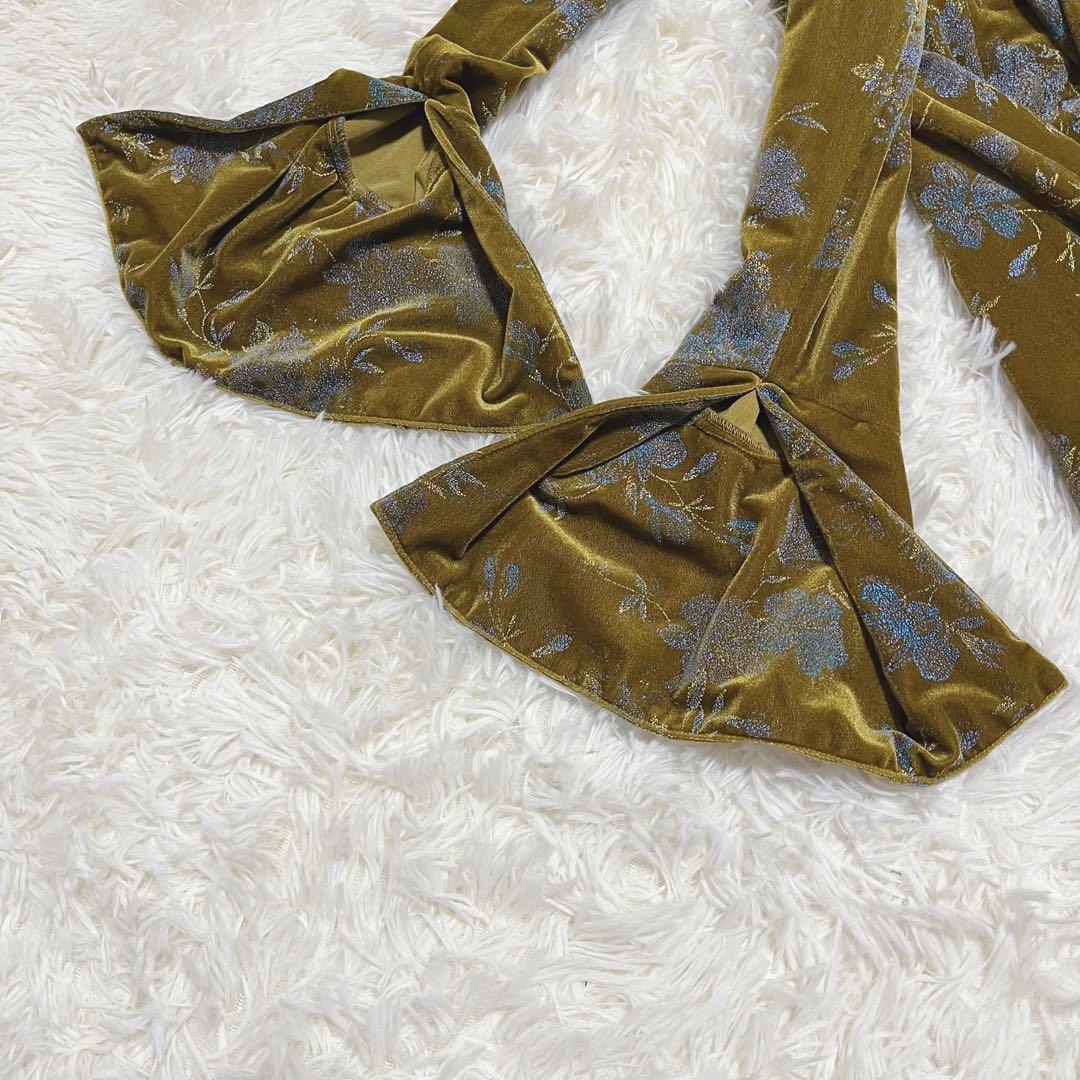 ワンピース ameri vintage FLOWER PRINT VELOUR DRESS