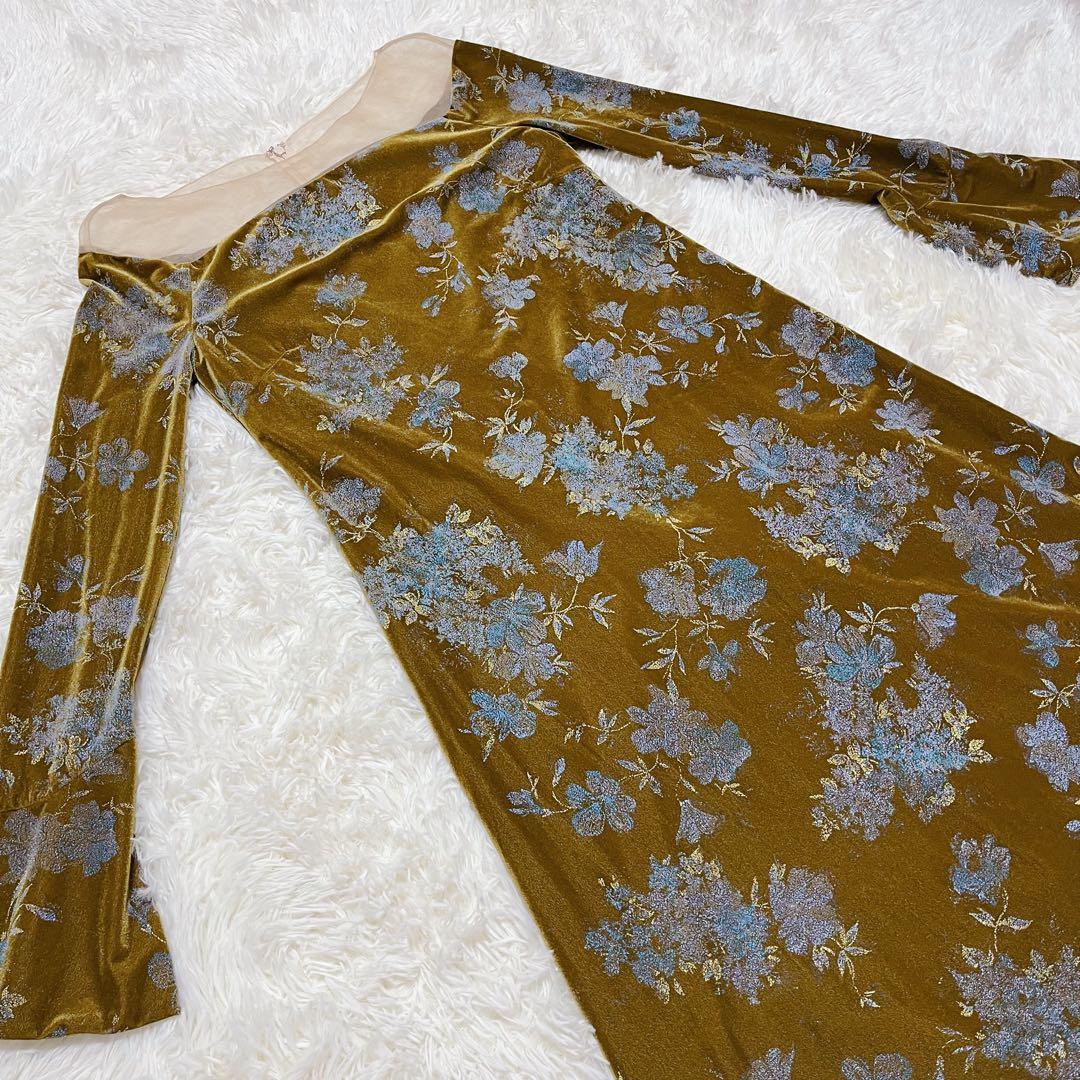 ワンピース ameri vintage FLOWER PRINT VELOUR DRESS