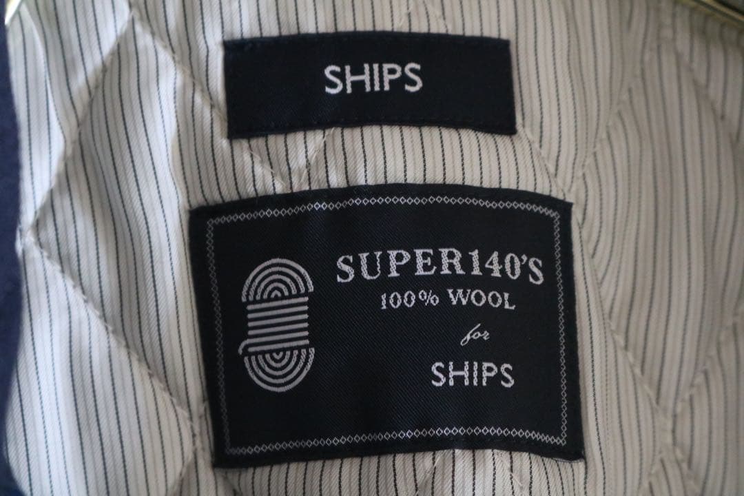 【SHIPS】極美品　メルトンウールコート　紺　S★