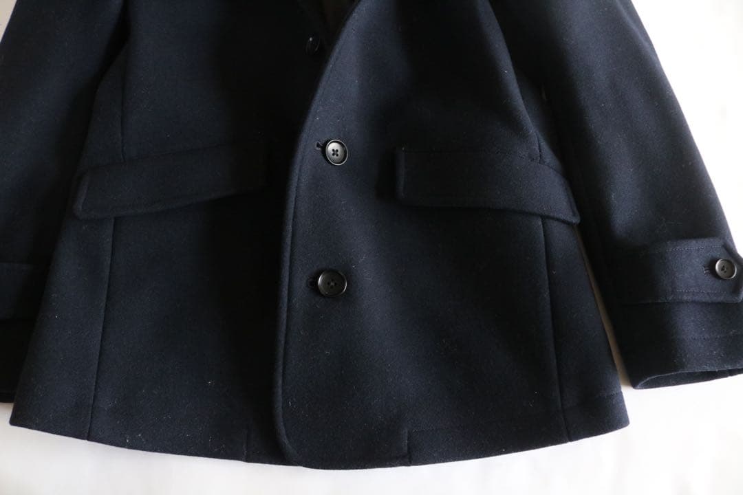 【SHIPS】極美品　メルトンウールコート　紺　S★