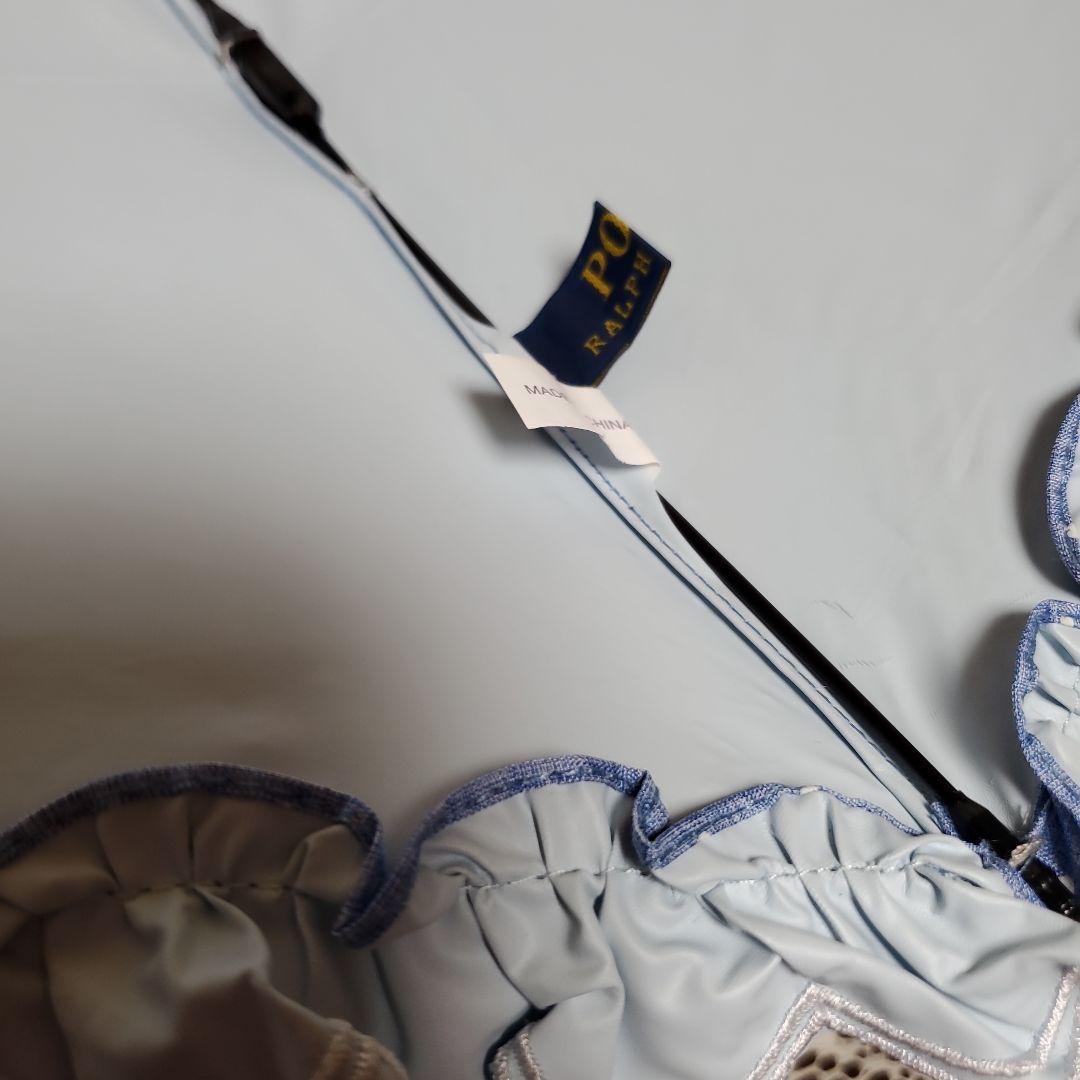 お値下げ！ ポロ・ラルフローレン☆ブルー水玉 フリル 晴雨兼用折りたたみ傘