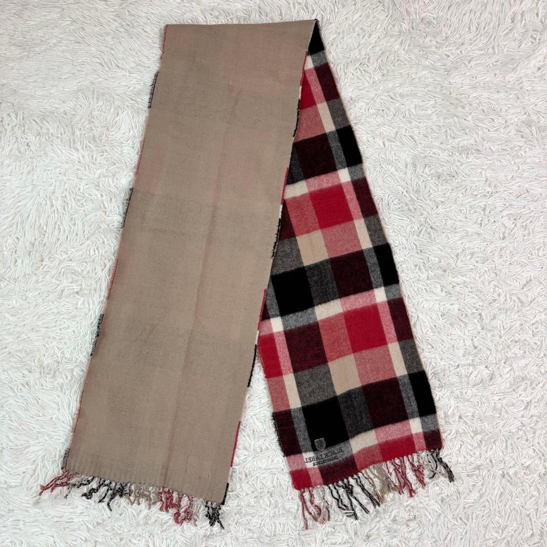 極美品 カシミヤ ブラックレーベル クレストブリッジ マフラー リバーシブル