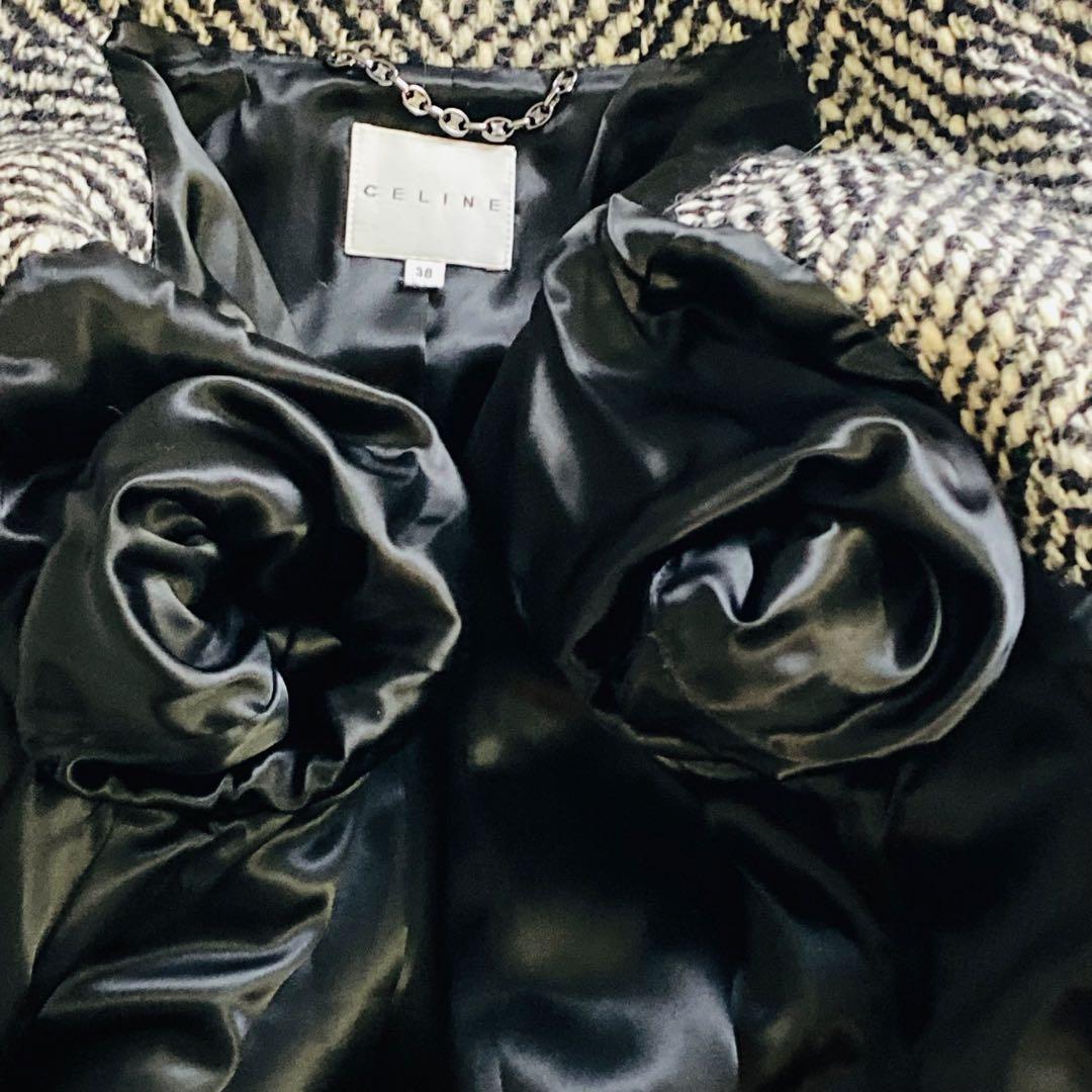 CELINE セリーヌ ツイードコート　ベルト付　ツイードスカート　セットアップ