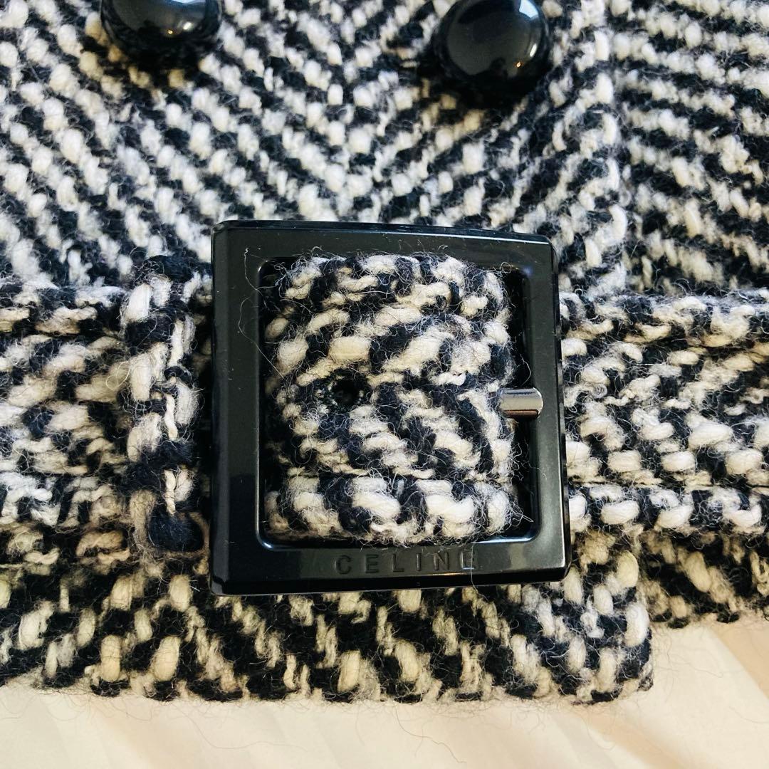CELINE セリーヌ ツイードコート　ベルト付　ツイードスカート　セットアップ