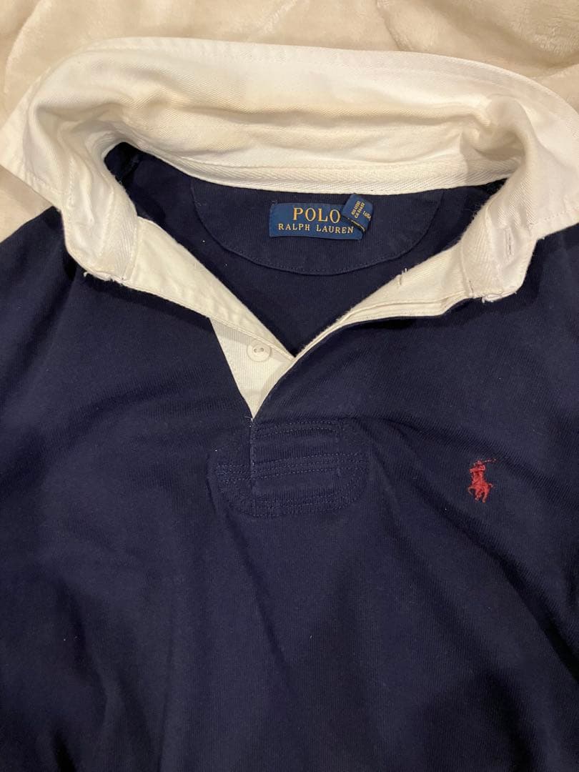 POLO RALPH LAUREN ネイビー長袖 ラガーポロシャツ サイズXS
