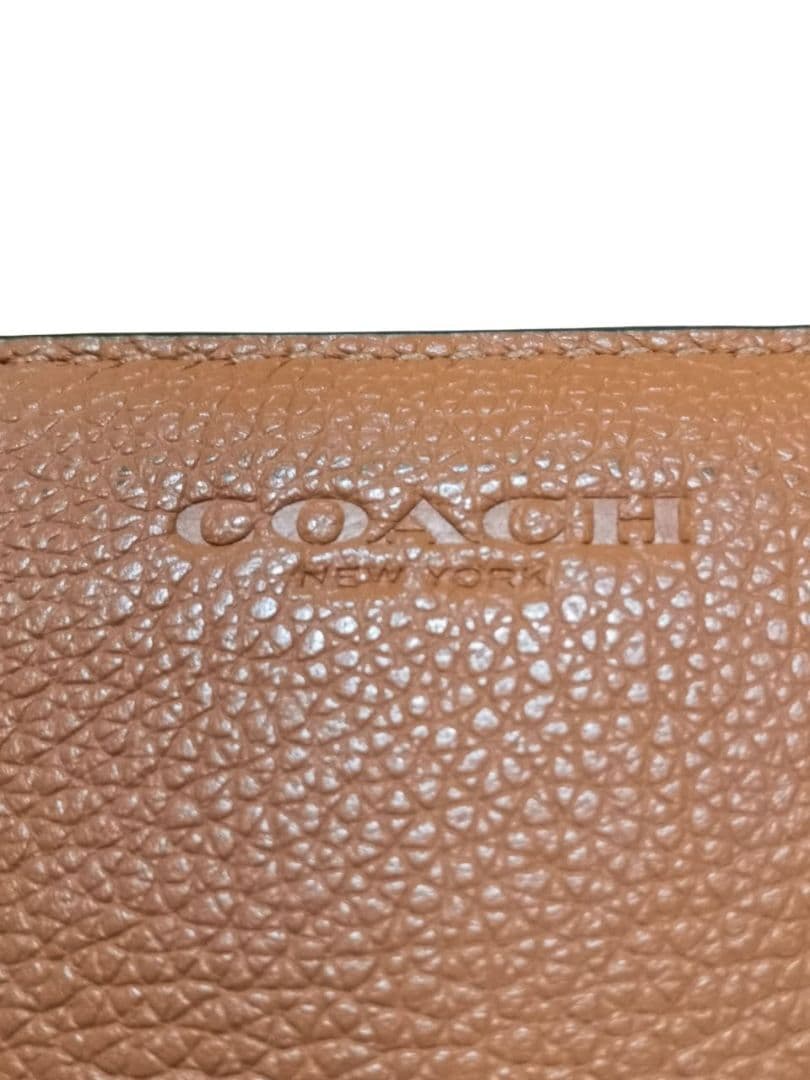 【れお】COACH シボ革 長財布 ラウンドファスナー 茶
