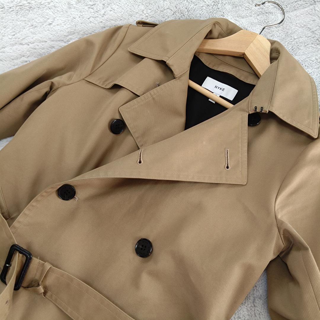 HYKE ベージュ トレンチコート Ｌ相当　ベルト　ライナー付　ロング丈　日本製