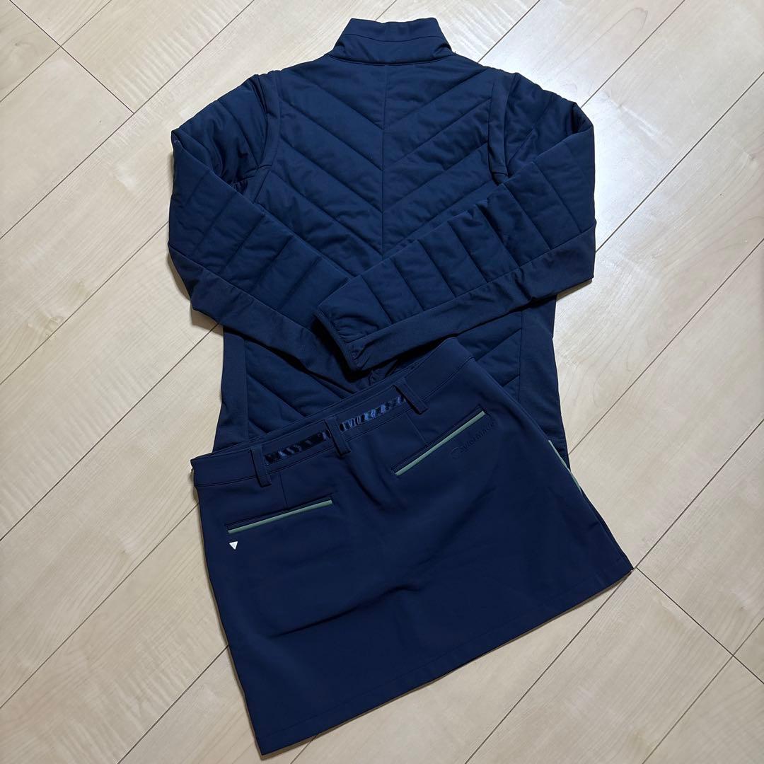 テーラーメイド　ゴルフ　中綿ジャケット　裏起毛厚手スカート　2点　L\M 紺色